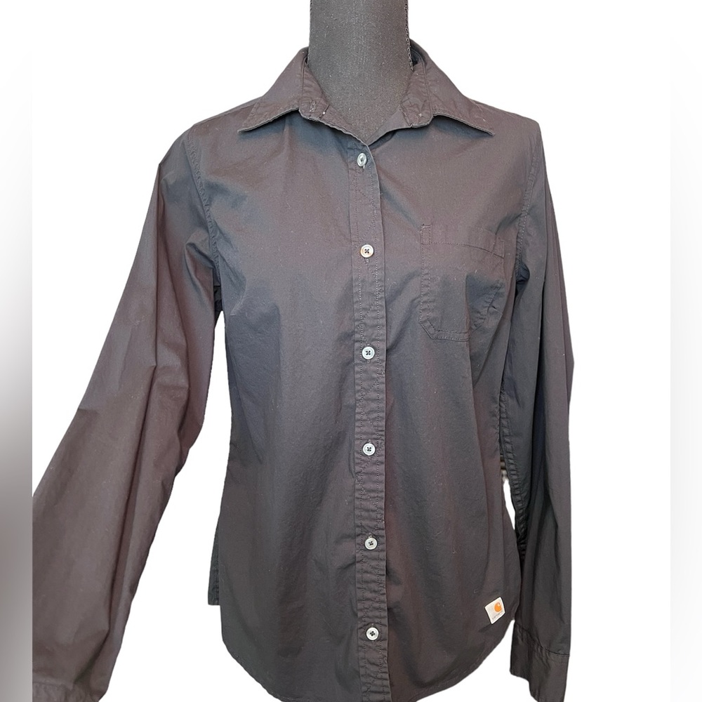 Carhartt For Women Black Long Sleeve Button Down Shirt Size Large (12/14)